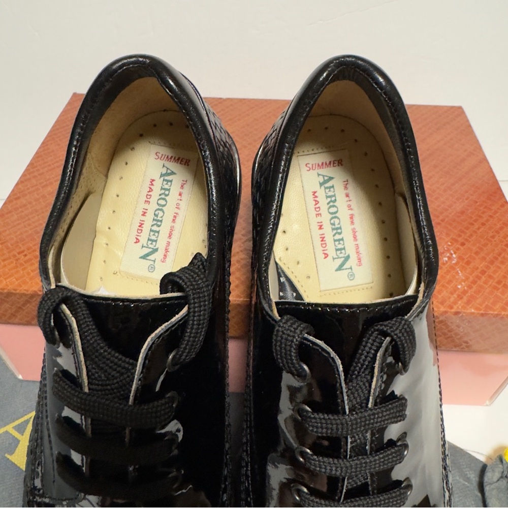 AEROGREEN Linate Black Patent Woven Golf Shoes RT 1100 Womens - Picture 3 of 9